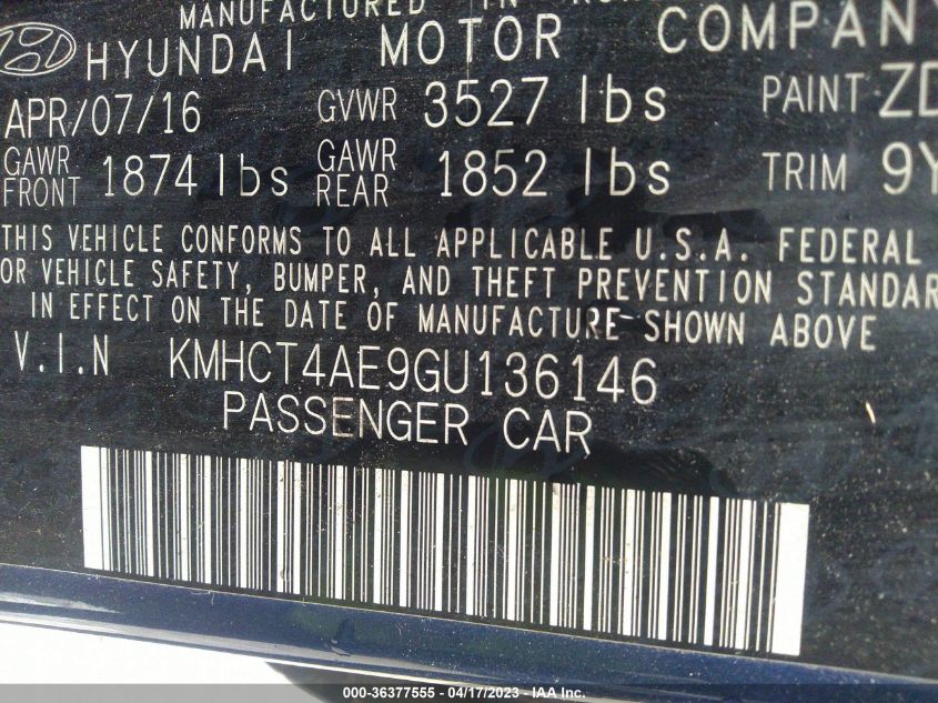 2016 HYUNDAI ACCENT SE - KMHCT4AE9GU136146