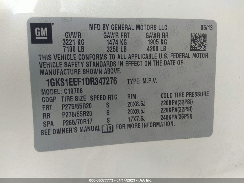 2013 GMC YUKON DENALI - 1GKS1EEF1DR347276