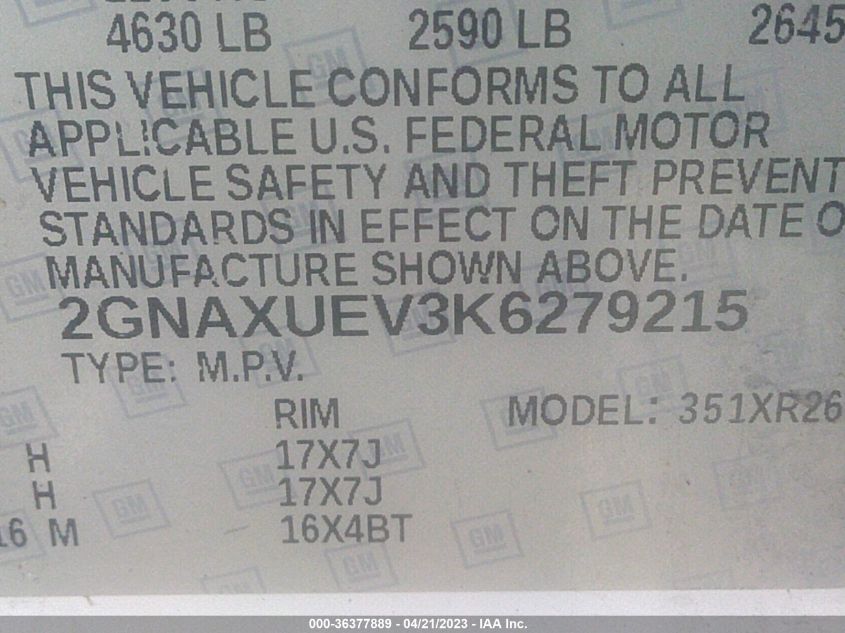 2019 CHEVROLET EQUINOX LT - 2GNAXUEV3K6279215