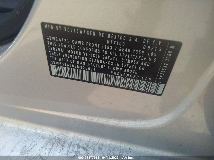2014 VOLKSWAGEN JETTA SEDAN HYBRID SEL - 3VW637AJ9EM220076