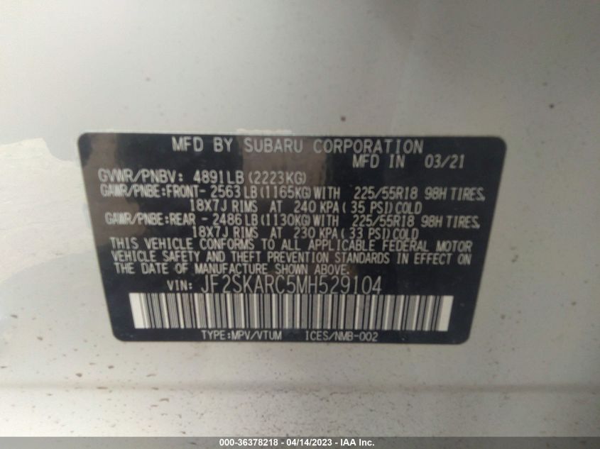 2021 SUBARU FORESTER SPORT - JF2SKARC5MH529104