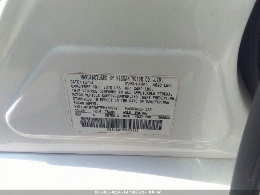 2015 INFINITI Q50 SPORT - JN1BV7AP7FM335212