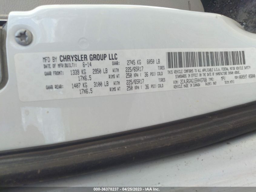 2014 RAM CARGO VAN TRADESMAN 2C4JRGAG1ER443768