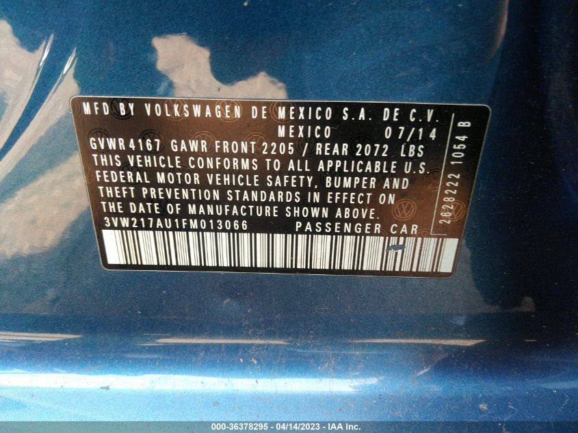 2015 VOLKSWAGEN GOLF TSI S - 3VW217AU1FM013066