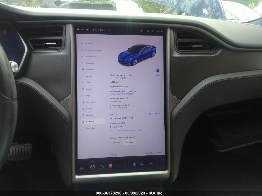 2018 TESLA MODEL S 75D/100D/P100D - 5YJSA1E28JF257836