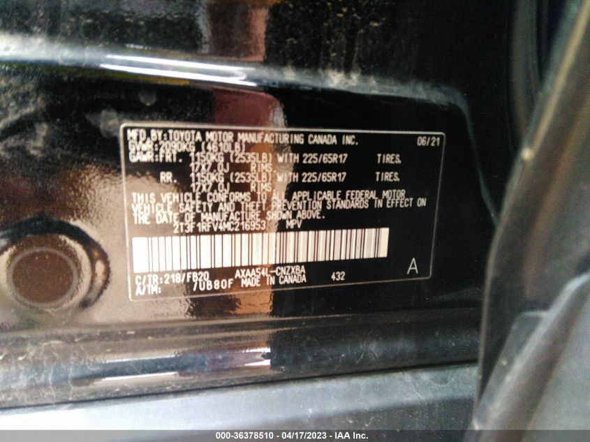 2021 TOYOTA RAV4 LE - 2T3F1RFV4MC216953
