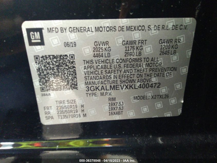 2019 GMC TERRAIN SLE - 3GKALMEVXKL400472