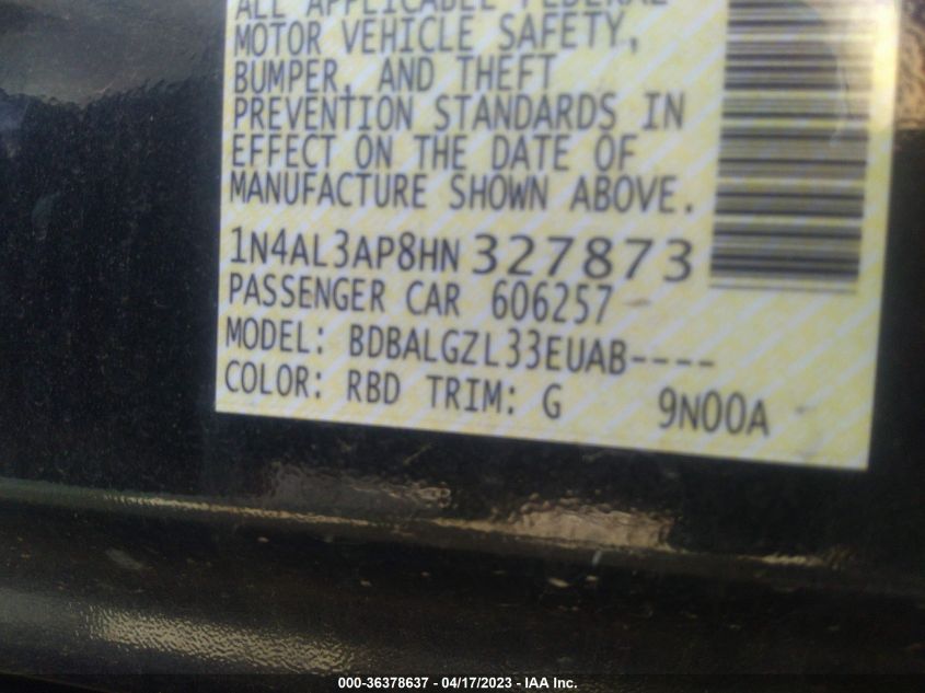 2017 NISSAN ALTIMA 2.5 S - 1N4AL3AP8HN327873