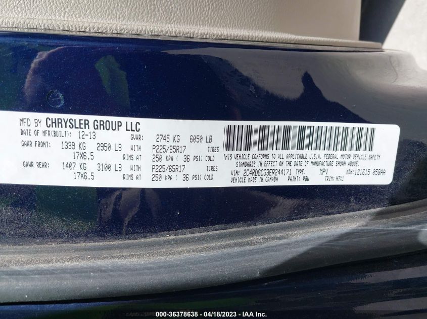 2014 DODGE GRAND CARAVAN SXT - 2C4RDGCG3ER244171