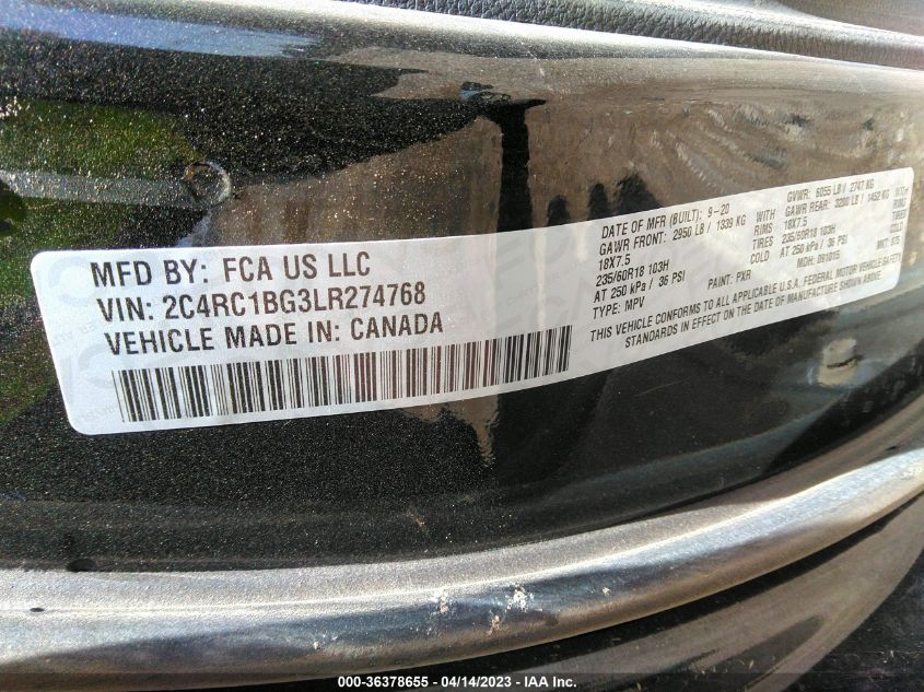 2020 CHRYSLER PACIFICA TOURING L - 2C4RC1BG3LR274768