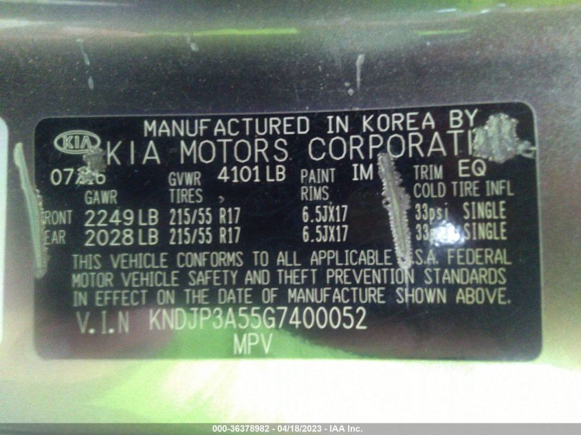 2016 KIA SOUL + - KNDJP3A55G7400052