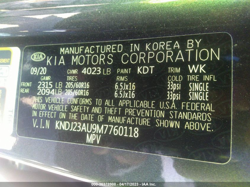 2021 KIA SOUL LX - KNDJ23AU9M7760118
