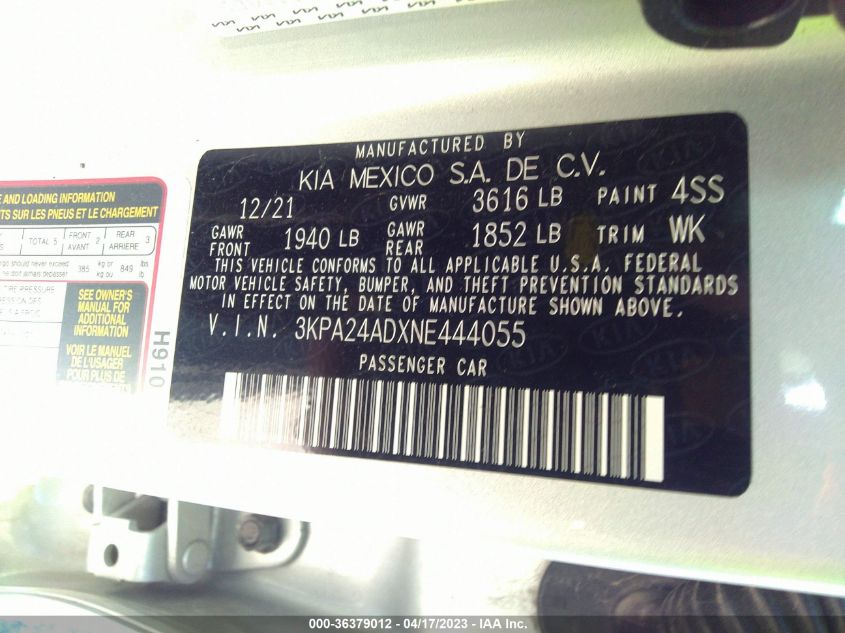 2022 KIA RIO LX - 3KPA24ADXNE444055
