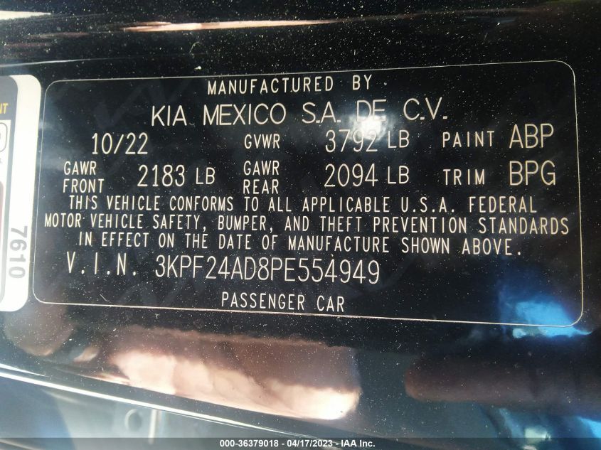2023 KIA FORTE LXS - 3KPF24AD8PE554949
