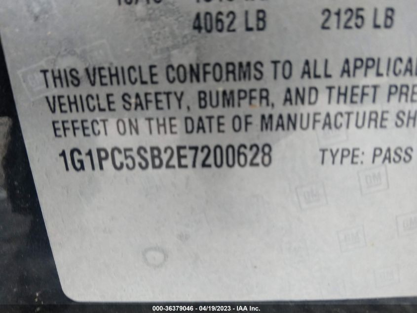 2014 CHEVROLET CRUZE 1LT - 1G1PC5SB2E7200628