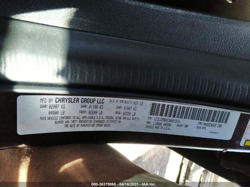 2013 CHRYSLER 200 TOURING - 1C3CCBBBXDN601315