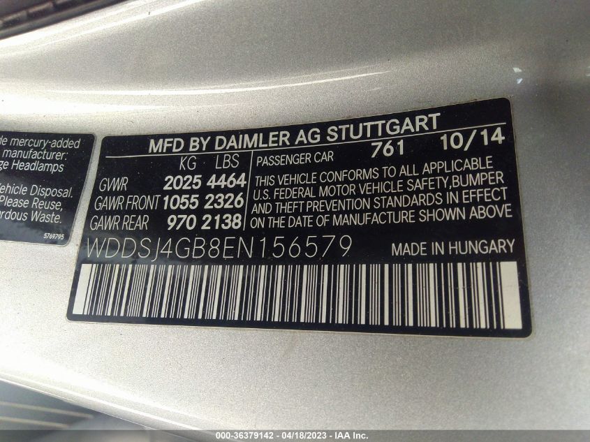 2014 MERCEDES-BENZ CLA-CLASS CLA 250 - WDDSJ4GB8EN156579