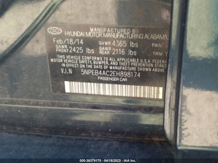 2014 HYUNDAI SONATA GLS - 5NPEB4AC2EH898174