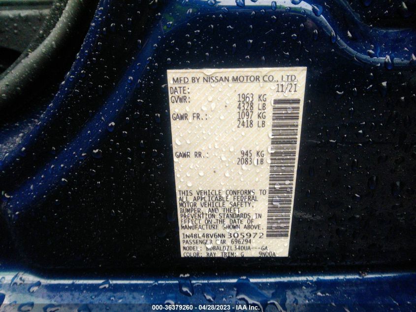 2022 NISSAN ALTIMA 2.5 S - 1N4BL4BV6NN305972
