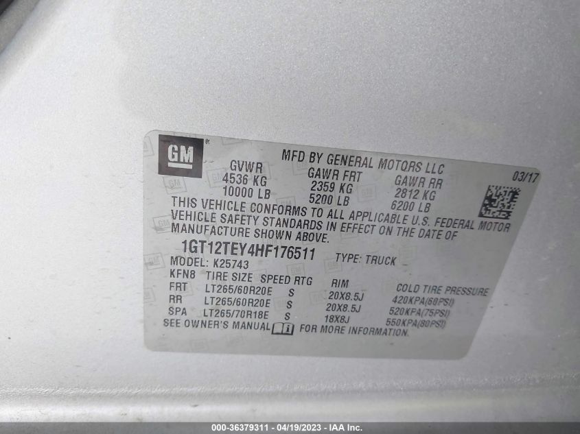 2017 GMC SIERRA 2500HD SLT - 1GT12TEY4HF176511