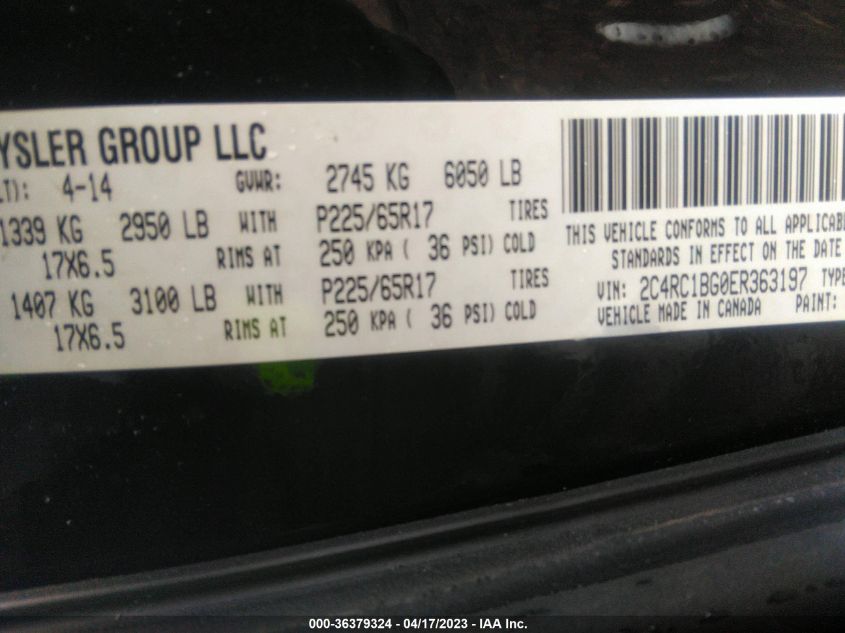 2014 CHRYSLER TOWN & COUNTRY TOURING - 2C4RC1BG0ER363197