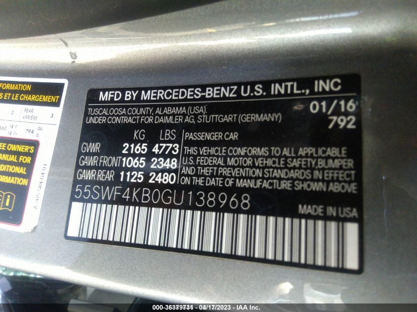 2016 MERCEDES-BENZ C-CLASS C 300 - 55SWF4KB0GU138968