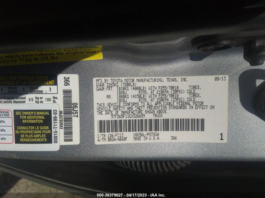 2014 TOYOTA TUNDRA 4WD TRUCK SR5 - 5TFDW5F11EX326689