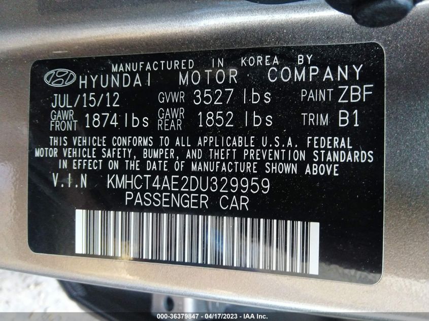 2013 HYUNDAI ACCENT GLS - KMHCT4AE2DU329959