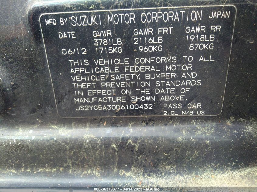 2013 SUZUKI SX4 LE - JS2YC5A30D6100432