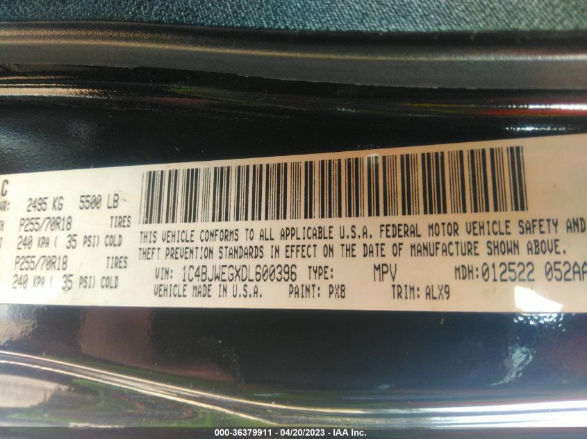 2013 JEEP WRANGLER UNLIMITED SAHARA - 1C4BJWEGXDL600396