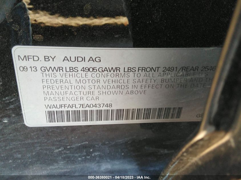 2014 AUDI A4 PREMIUM PLUS - WAUFFAFL7EA043748