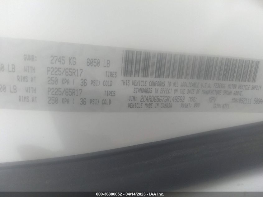 2016 DODGE GRAND CARAVAN SE PLUS - 2C4RDGBG7GR146569