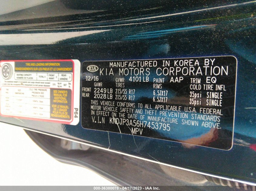 2017 KIA SOUL + - KNDJP3A56H7453795