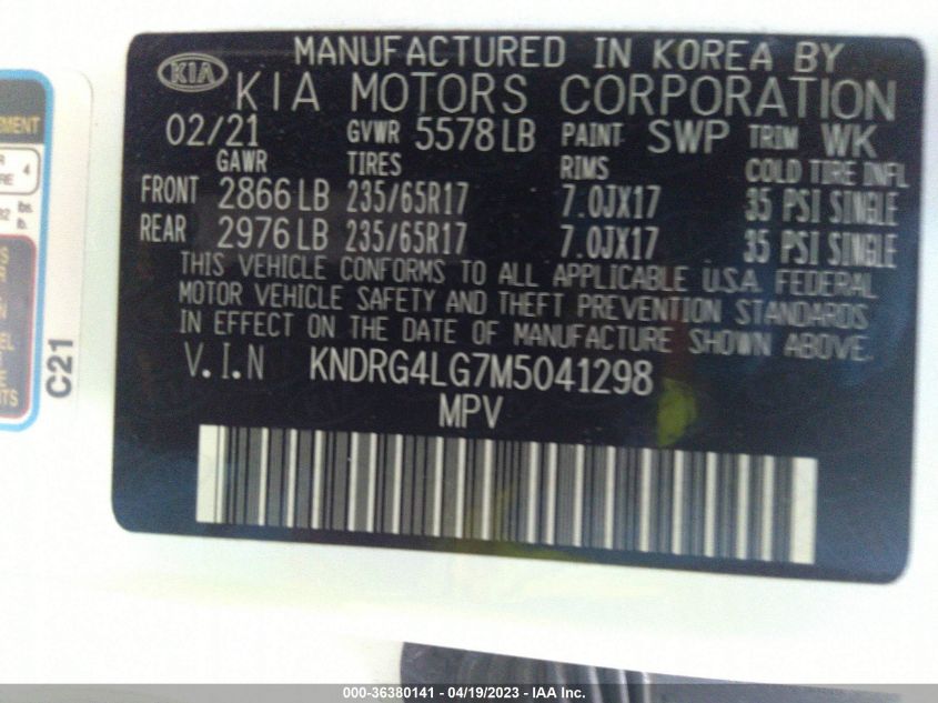 2021 KIA SORENTO HYBRID S - KNDRG4LG7M5041298