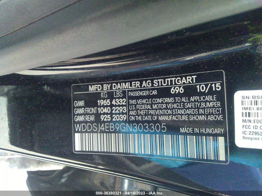 2016 MERCEDES-BENZ CLA CLA 250 - WDDSJ4EB9GN303305