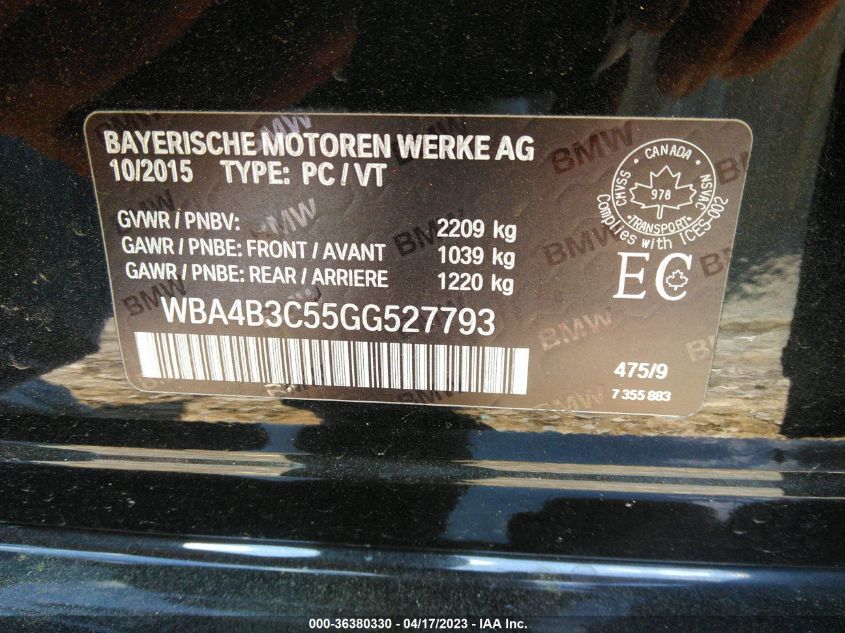 2016 BMW 4 SERIES 435I XDRIVE - WBA4B3C55GG527793