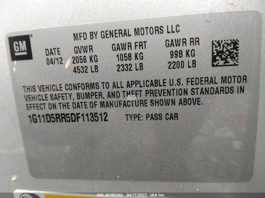 2013 CHEVROLET MALIBU ECO - 1G11D5RR5DF113512