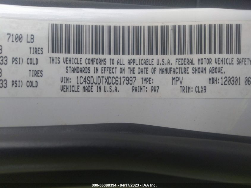 2013 DODGE DURANGO CREW - 1C4SDJDTXDC617997