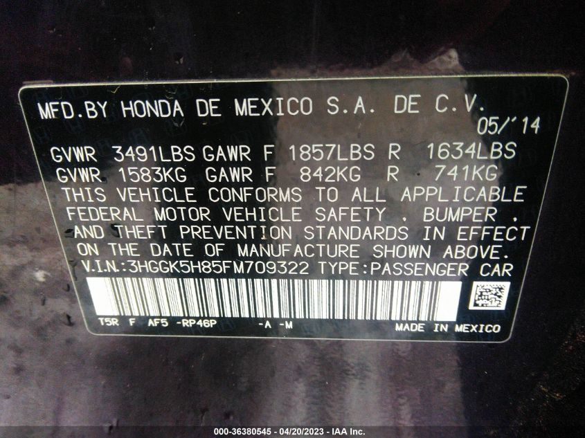 2015 HONDA FIT EX-L/EX - 3HGGK5H85FM709322