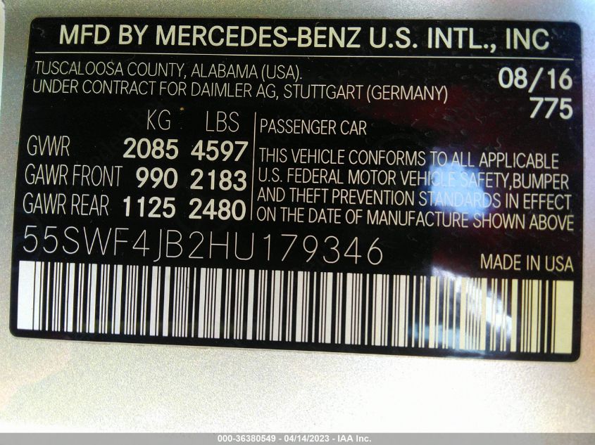2017 MERCEDES-BENZ C-CLASS C 300 - 55SWF4JB2HU179346