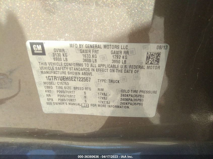 2014 GMC SIERRA 1500 SLE - 1GTR1UEH6EZ122567