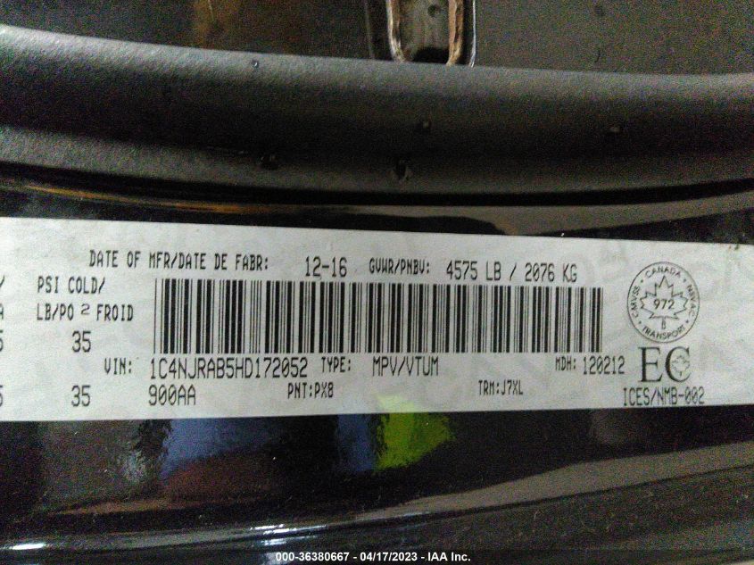 2017 JEEP PATRIOT 75TH ANNIVERSARY - 1C4NJRAB5HD172052