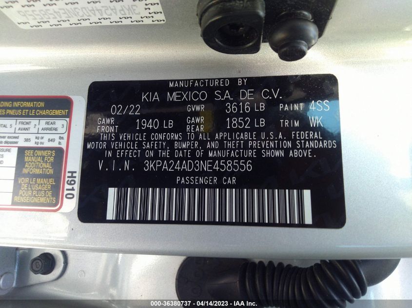 2022 KIA RIO LX - 3KPA24AD3NE458556