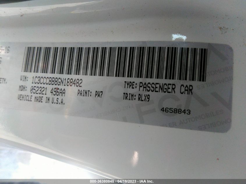 2016 CHRYSLER 200 S - 1C3CCCBB8GN188482