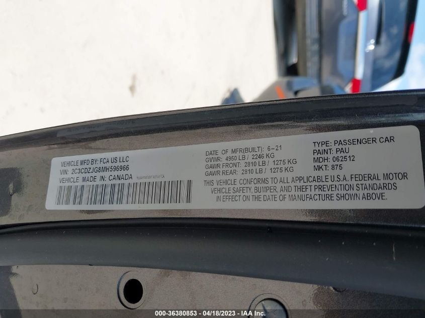 2021 DODGE CHALLENGER GT - 2C3CDZJG8MH596966