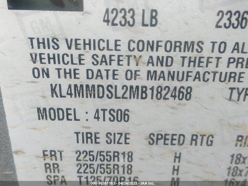 2021 BUICK ENCORE GX SELECT - KL4MMDSL2MB182468