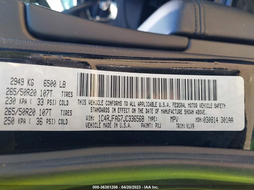 2018 JEEP GRAND CHEROKEE ALTITUDE - 1C4RJFAG7JC336568