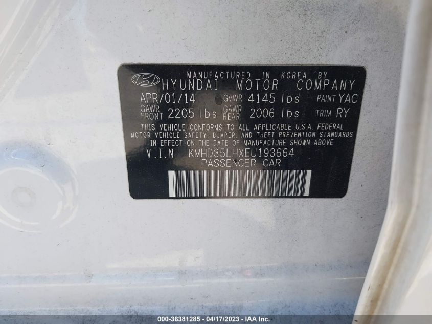 2014 HYUNDAI ELANTRA GT - KMHD35LHXEU193664