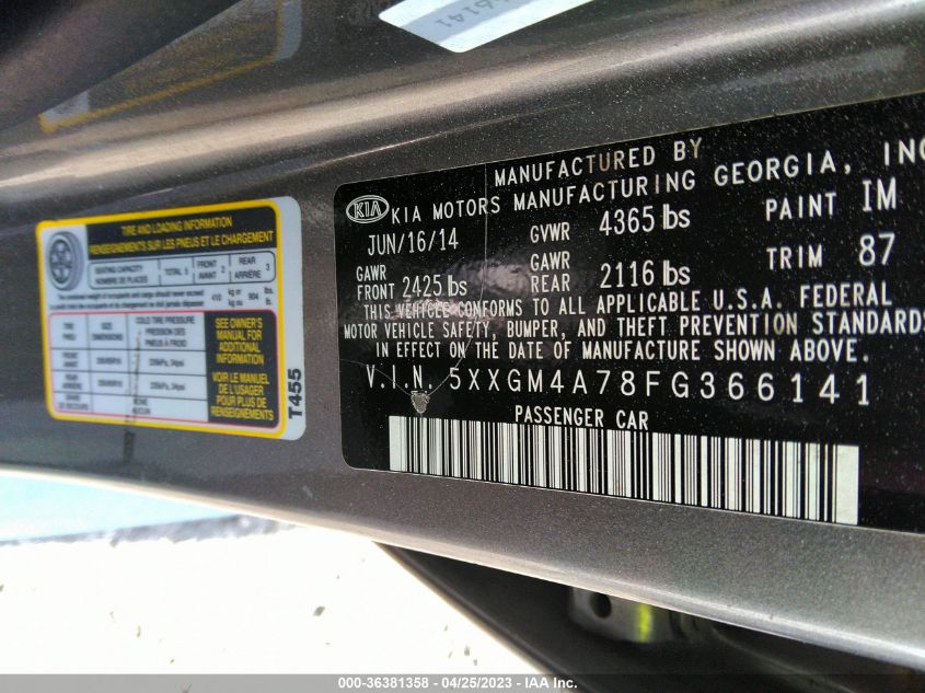 2015 KIA OPTIMA LX - 5XXGM4A78FG366141