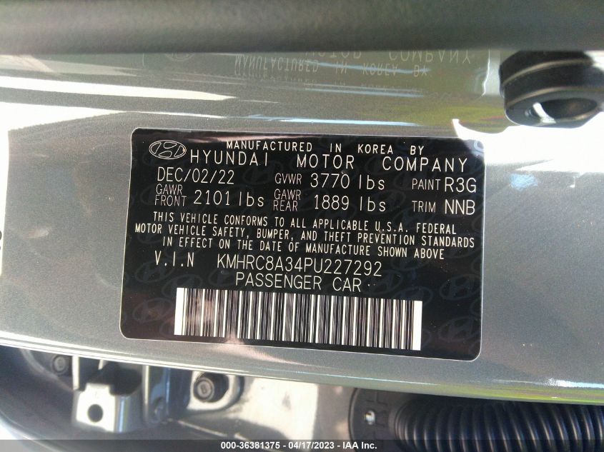 2023 HYUNDAI VENUE SEL - KMHRC8A34PU227292